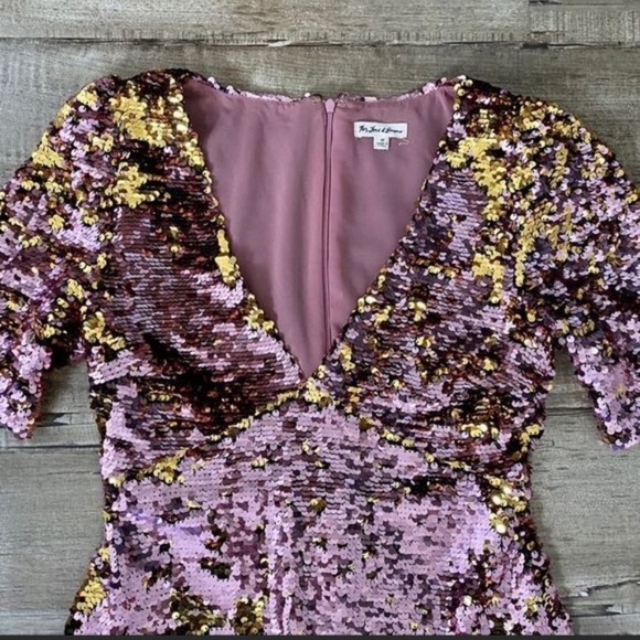For Love and Lemons Sparkler Sequin New Years Eve Mini Dress Pink M - Picture 3 of 9